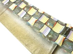 引箔色紙に小花模様織出し袋帯